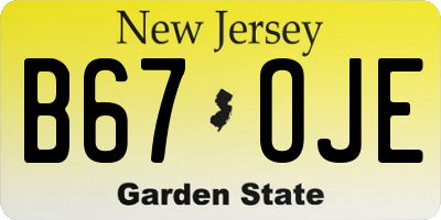 NJ license plate B67OJE