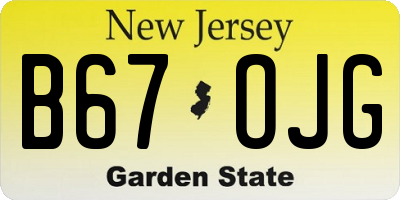 NJ license plate B67OJG