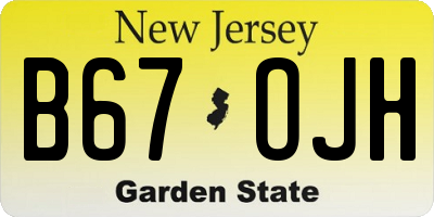 NJ license plate B67OJH