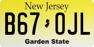 NJ license plate B67OJL