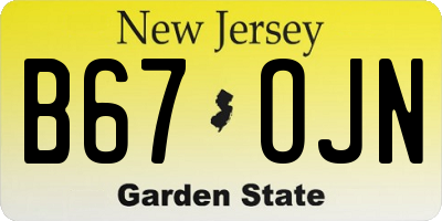 NJ license plate B67OJN