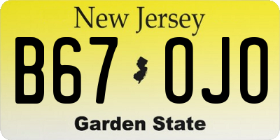 NJ license plate B67OJO