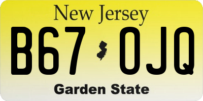 NJ license plate B67OJQ