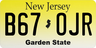 NJ license plate B67OJR