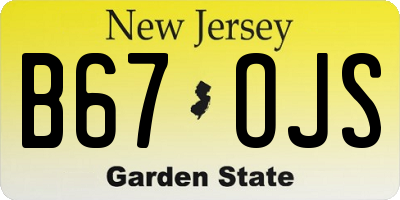 NJ license plate B67OJS