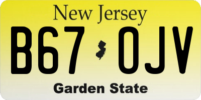 NJ license plate B67OJV
