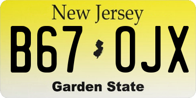 NJ license plate B67OJX