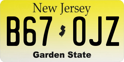 NJ license plate B67OJZ