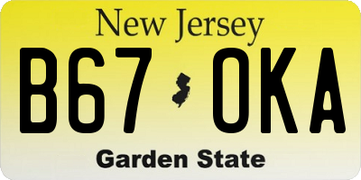 NJ license plate B67OKA
