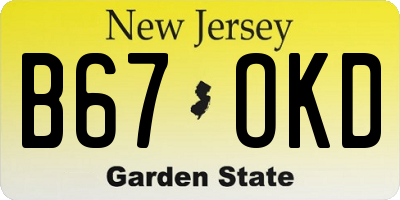 NJ license plate B67OKD