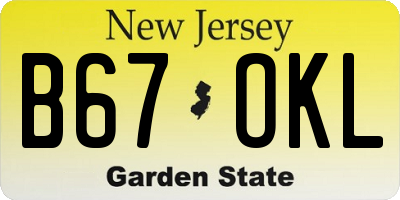 NJ license plate B67OKL