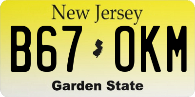 NJ license plate B67OKM