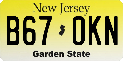 NJ license plate B67OKN
