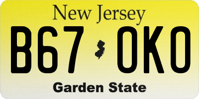 NJ license plate B67OKO