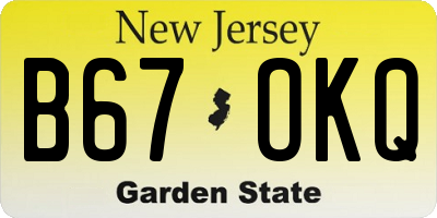 NJ license plate B67OKQ