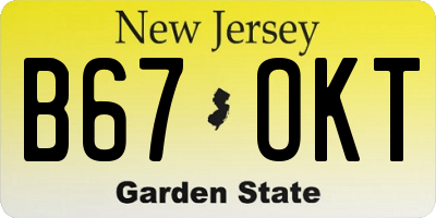 NJ license plate B67OKT