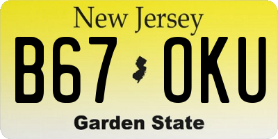 NJ license plate B67OKU