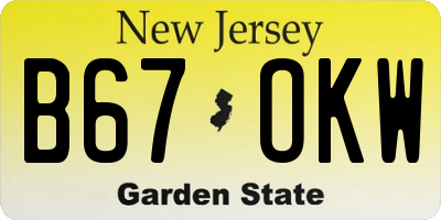 NJ license plate B67OKW