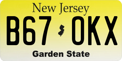 NJ license plate B67OKX