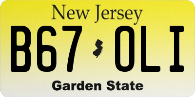 NJ license plate B67OLI