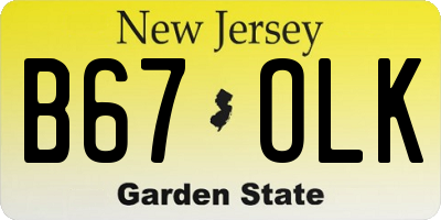 NJ license plate B67OLK