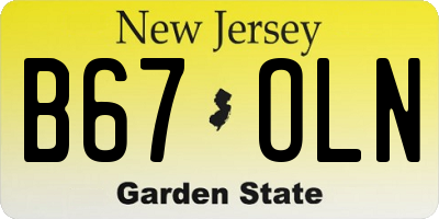 NJ license plate B67OLN