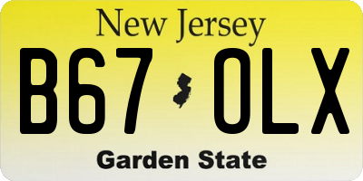 NJ license plate B67OLX
