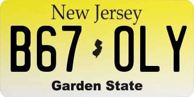 NJ license plate B67OLY