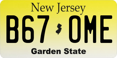 NJ license plate B67OME