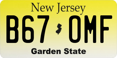 NJ license plate B67OMF