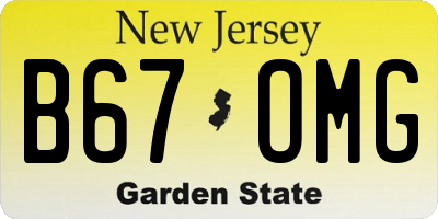 NJ license plate B67OMG