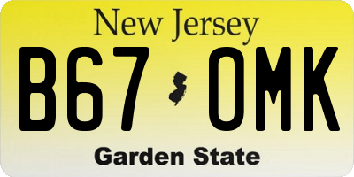 NJ license plate B67OMK