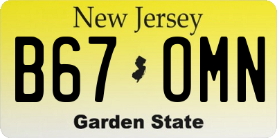 NJ license plate B67OMN