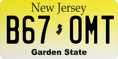 NJ license plate B67OMT