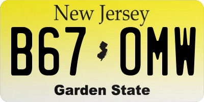 NJ license plate B67OMW
