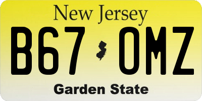 NJ license plate B67OMZ