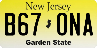 NJ license plate B67ONA