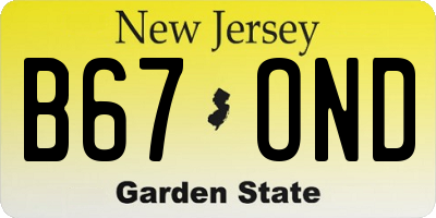NJ license plate B67OND