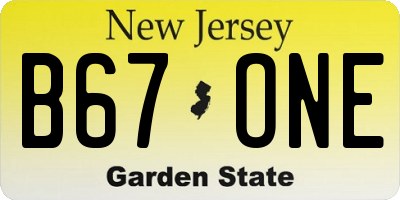 NJ license plate B67ONE