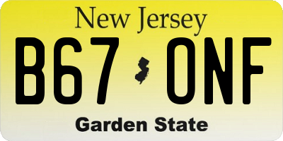 NJ license plate B67ONF