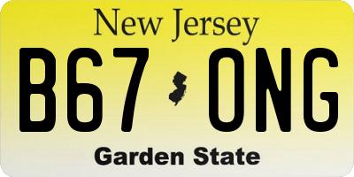 NJ license plate B67ONG