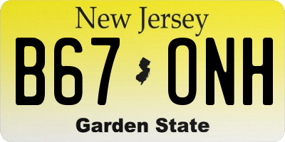NJ license plate B67ONH