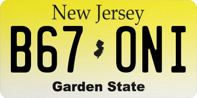 NJ license plate B67ONI