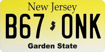 NJ license plate B67ONK