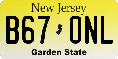 NJ license plate B67ONL