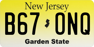 NJ license plate B67ONQ