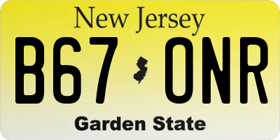 NJ license plate B67ONR