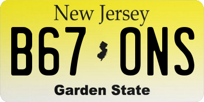 NJ license plate B67ONS