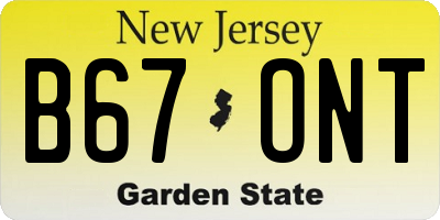 NJ license plate B67ONT