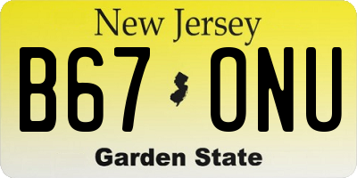 NJ license plate B67ONU